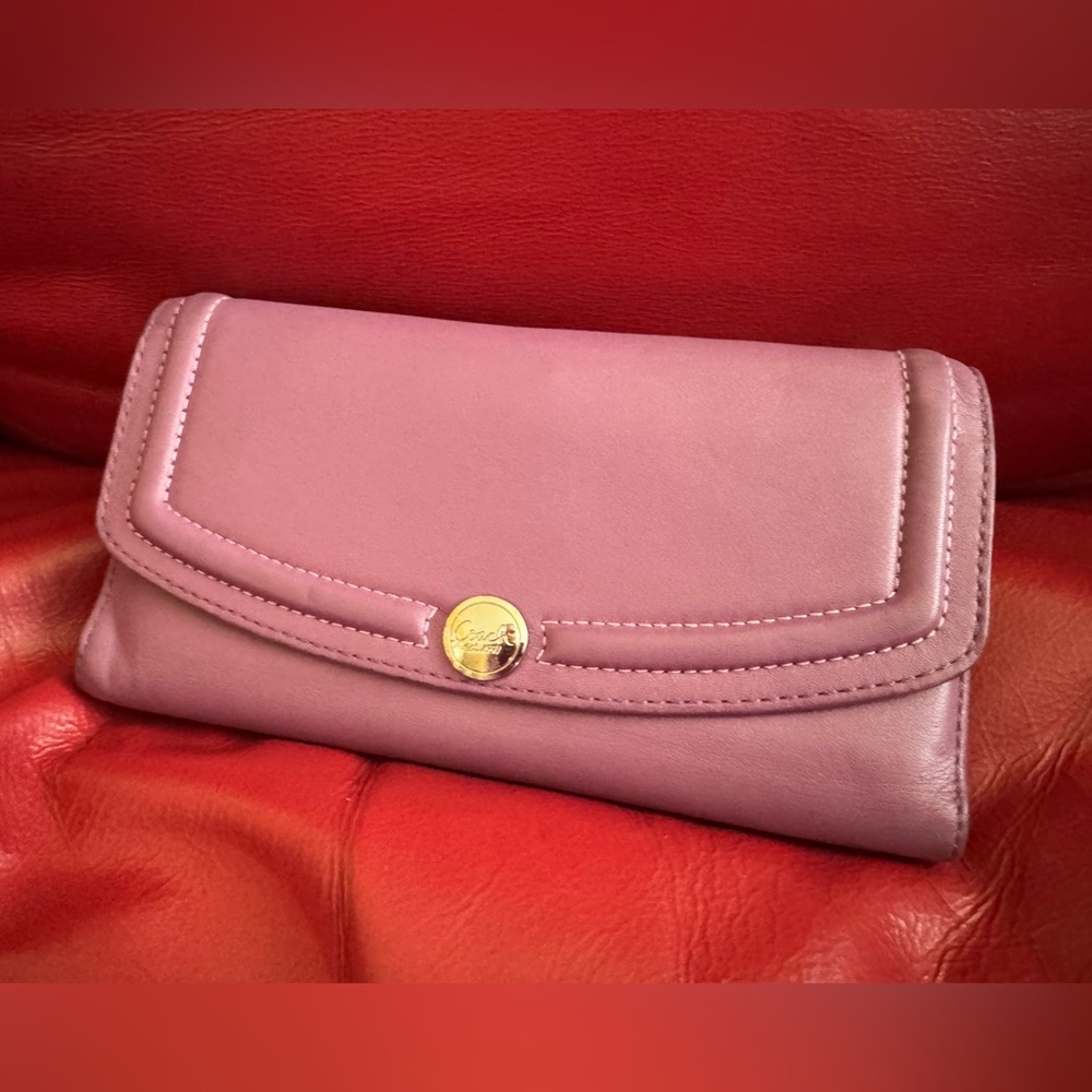 Coach Purple Wallet With Checkbook Cover